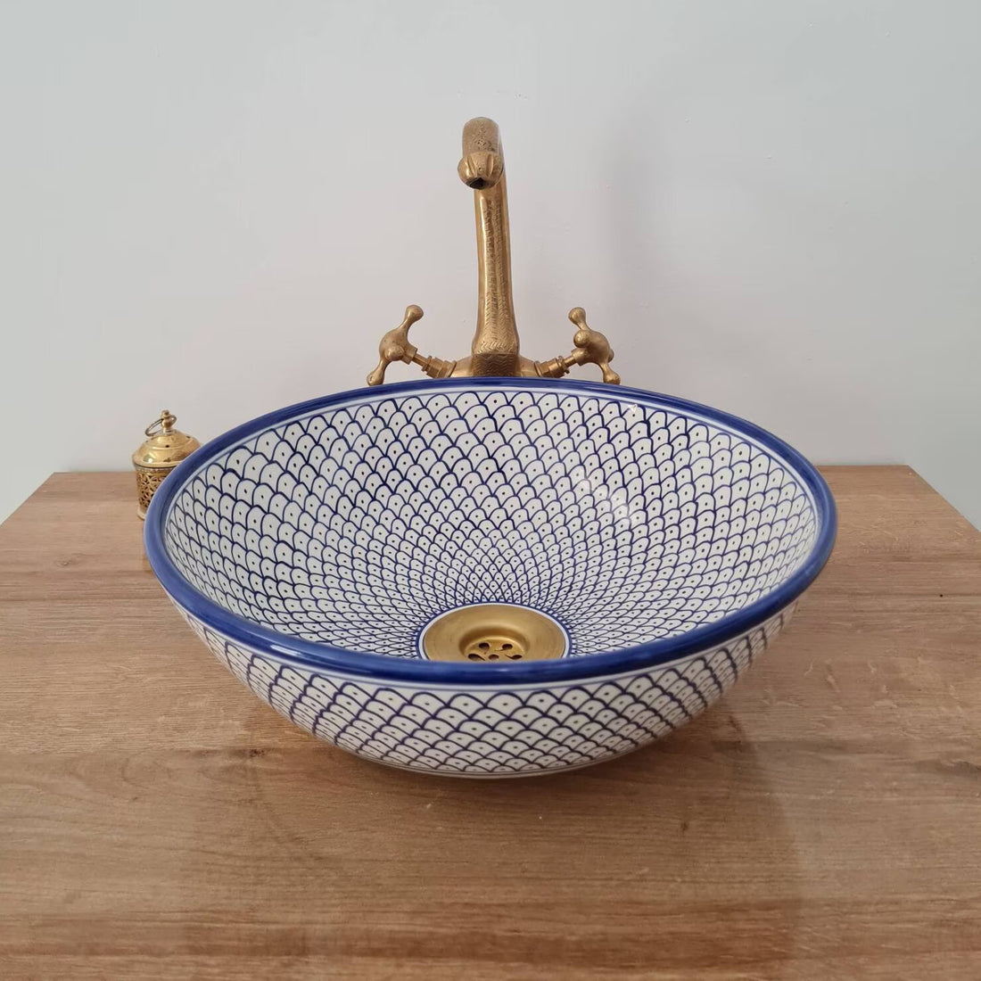 Vasque marocaine de salle de bain | Lavabo marocain en céramique style zellige de salle de bain - moroccan sink bowl #26