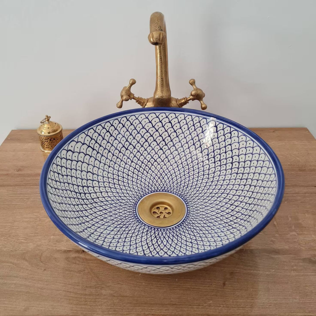 Vasque marocaine de salle de bain | Lavabo marocain en céramique style zellige de salle de bain - moroccan sink bowl #26