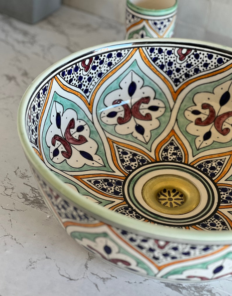 Vasque Marocaine en céramique pour une salle de bain élégante - Unique sink bowl #54
