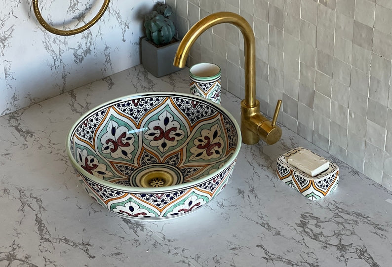 Vasque Marocaine en céramique pour une salle de bain élégante - Unique sink bowl #54
