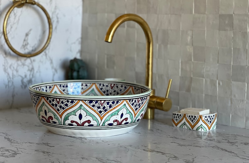 Vasque Marocaine en céramique pour une salle de bain élégante - Unique sink bowl #54