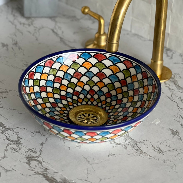 Vasque marocaine - Vasque Marocaine colorée - Évier marocain -  Colorful bathroom sink #224