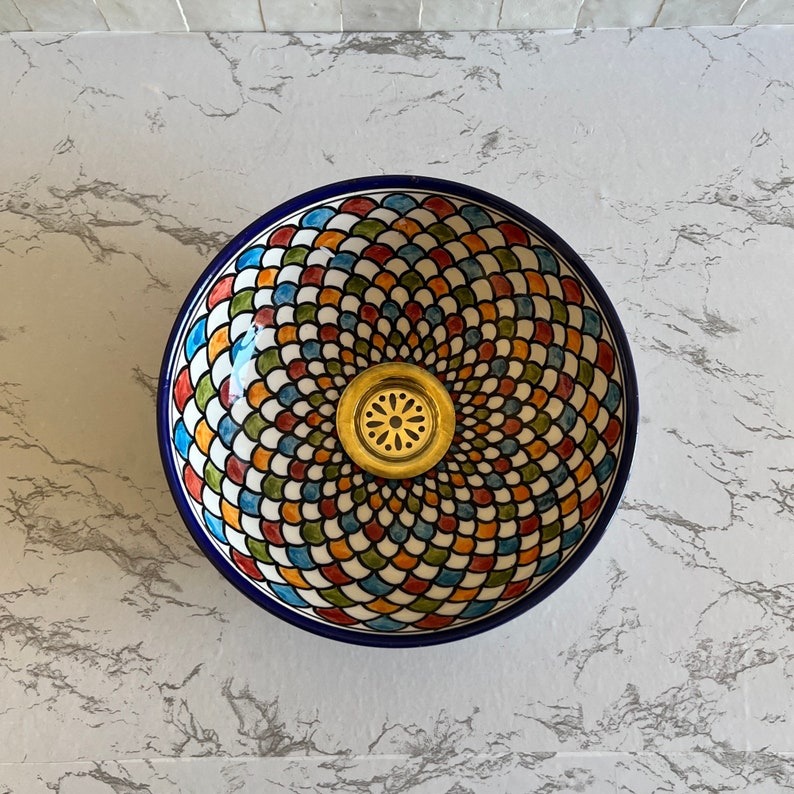 Vasque marocaine - Vasque Marocaine colorée - Évier marocain -  Colorful bathroom sink #224