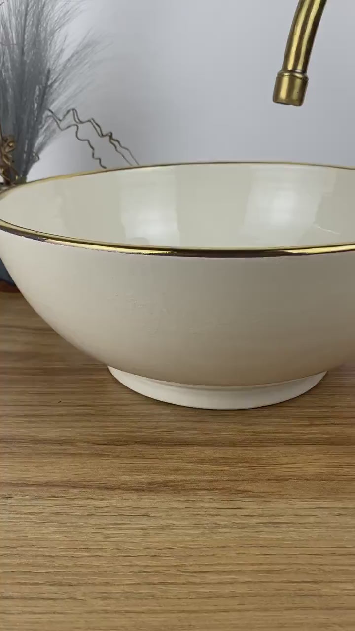 Vasque marocaine en céramique contour en or 14K carates #255