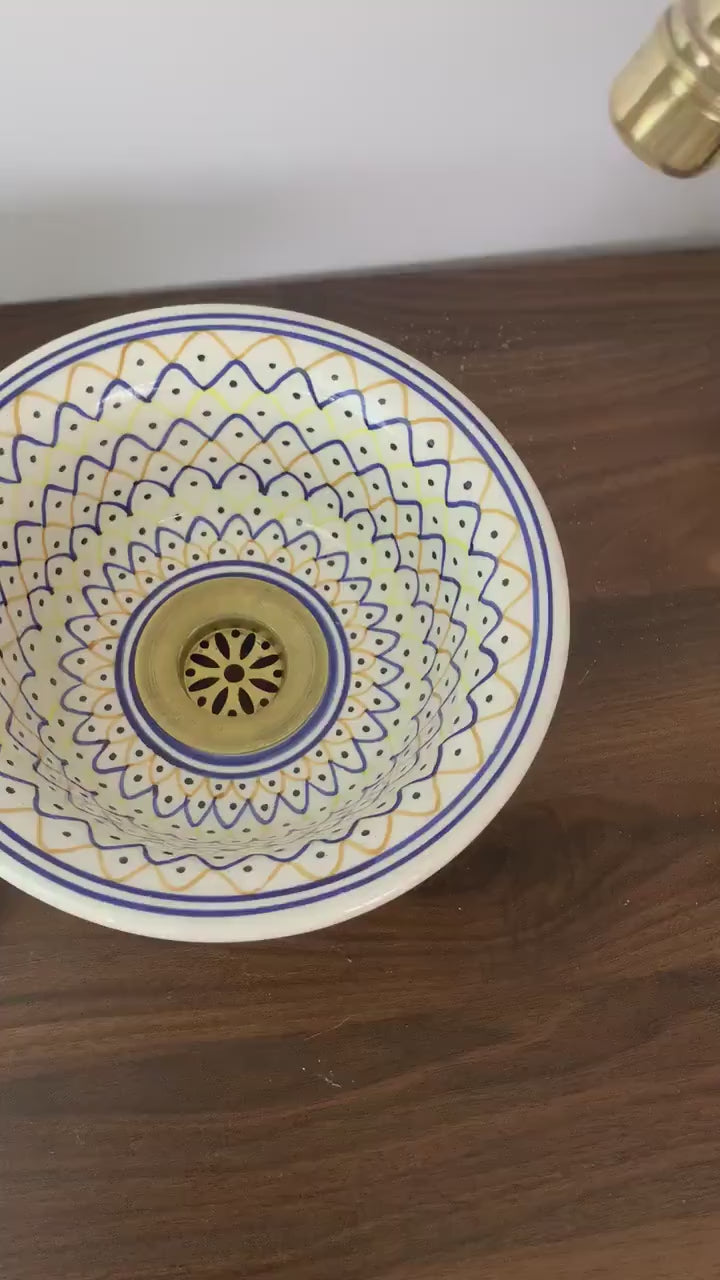 Vasque marocaine en céramique peinte à la main #185A
