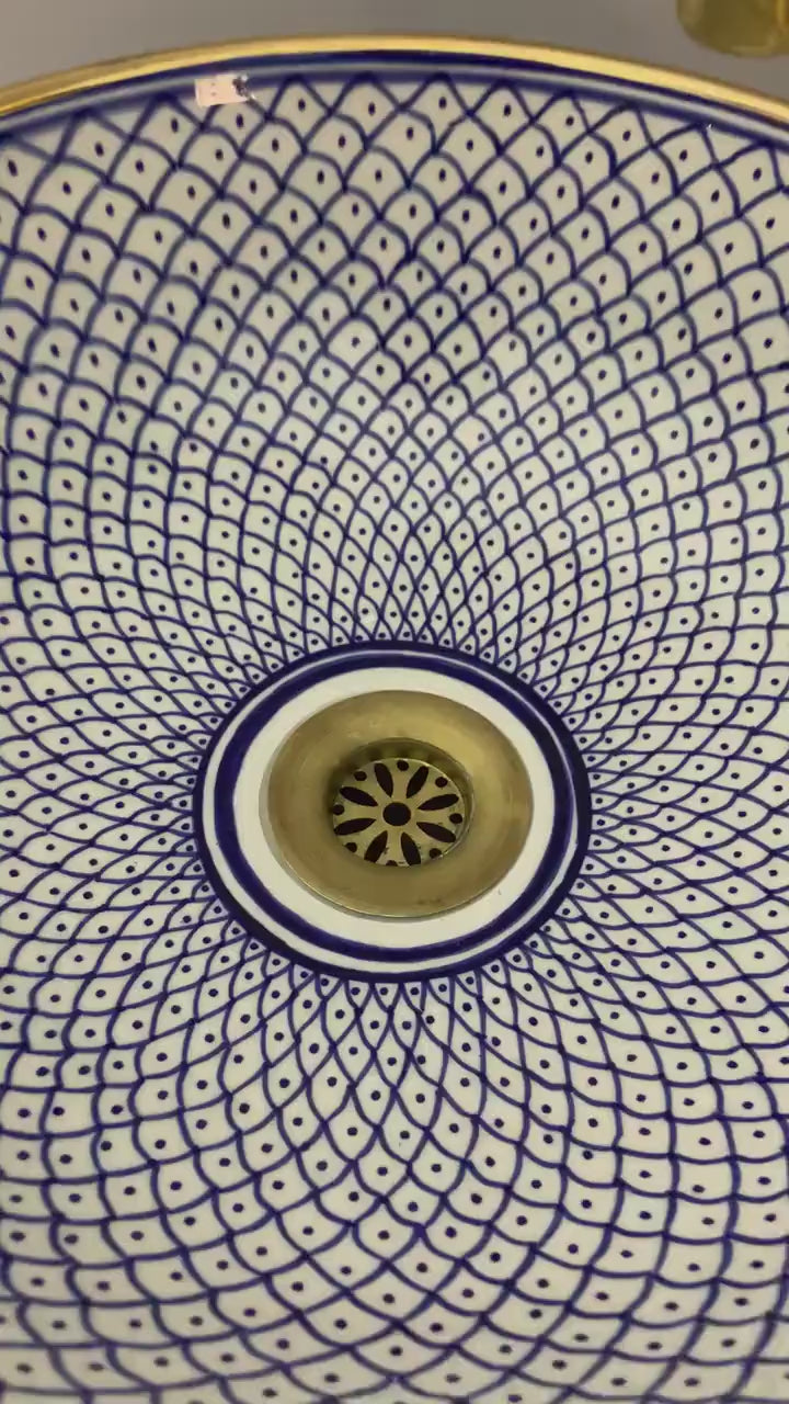 Vasque Marocaine en céramique fait main contour Or 14K #20C
