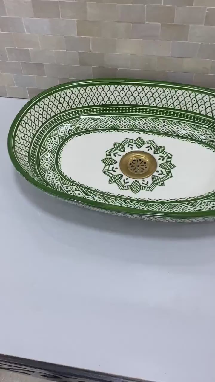 Vasque ovale pour salle de bain | Lavabo en céramique style orientale #2