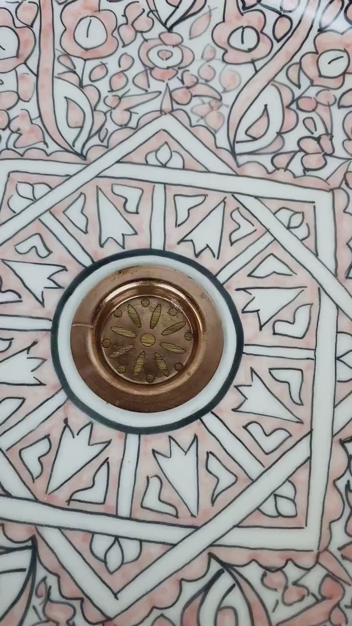 Vasque marocaine en céramique contour en or 14K carates #252