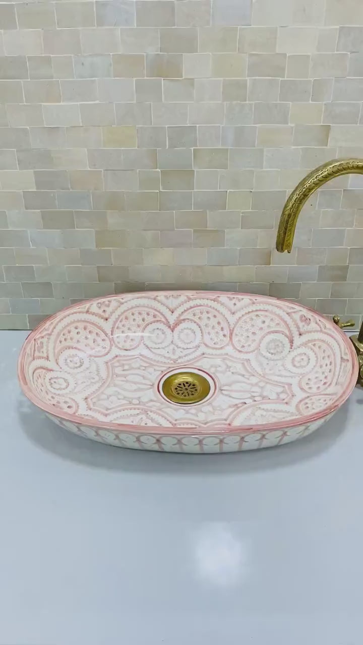 Vasque ovale pour salle de bain | Lavabo en céramique style orientale #3
