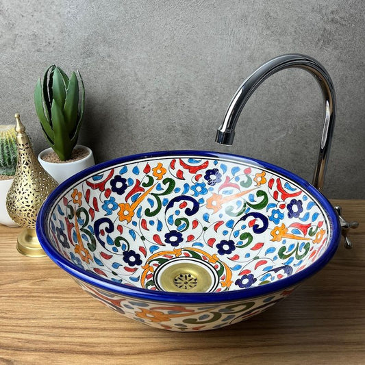 Vasque élégante pour salle de bain | Lavabo en céramique style orientale - colorful sink bowl #185T
