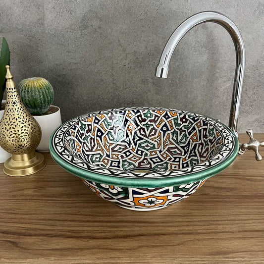 Vasque élégante pour salle de bain | Lavabo en céramique style orientale - colorful sink bowl #185V