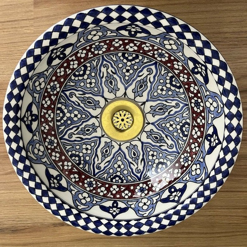 Vasque marocaine | Vasque à poser de style orientale | Lavabo Marocain en céramique | Évier #185R