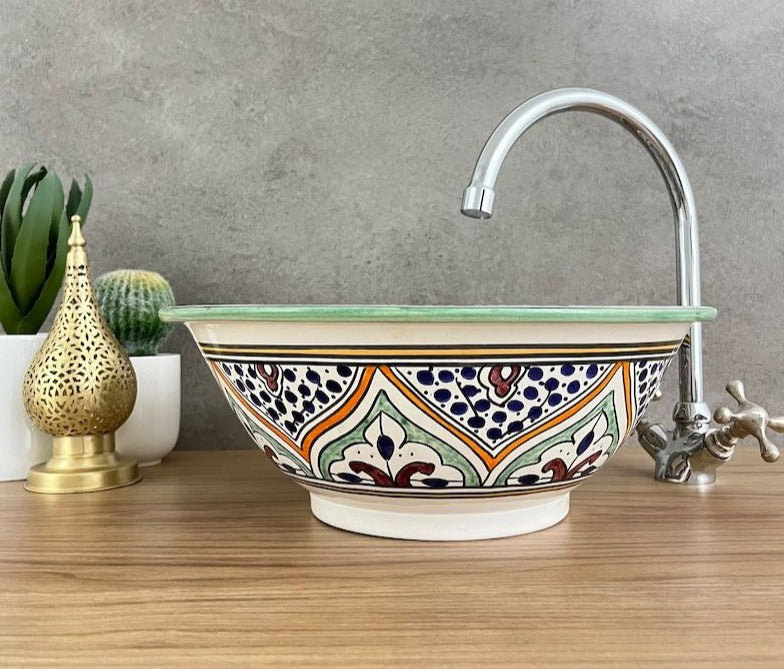 Vasque élégante pour salle de bain | Lavabo en céramique style orientale - colorful sink bowl #185P