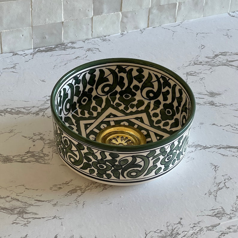 Vasque Marocaine en Céramique pour une Salle de Bain Élégante - Unique sink bowl #55