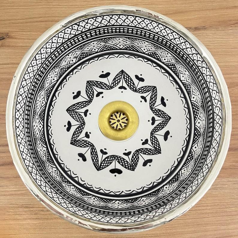 Vasque marocaine en céramique et en argent brossé #226