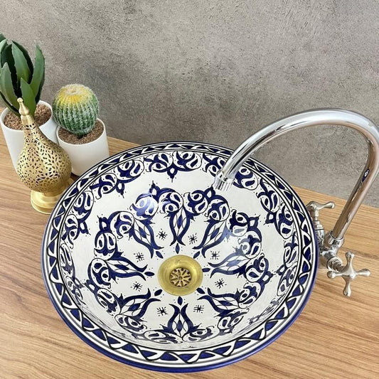 Vasque marocaine peintes à la main - Vasque Marocaine bleu - Évier bleu -  Blue sink bowl #222