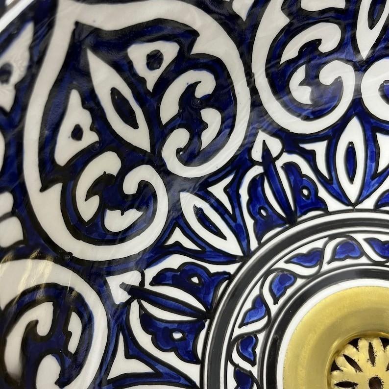 Vasque marocaine en céramique - Vasque de salle de bain peinte à la main - vasque à poser - évier - moroccan sink bowl #214