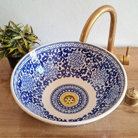Vasque marocaine de salle de bain | Vasque à poser en céramique | Vasque marocaine | Évier #104