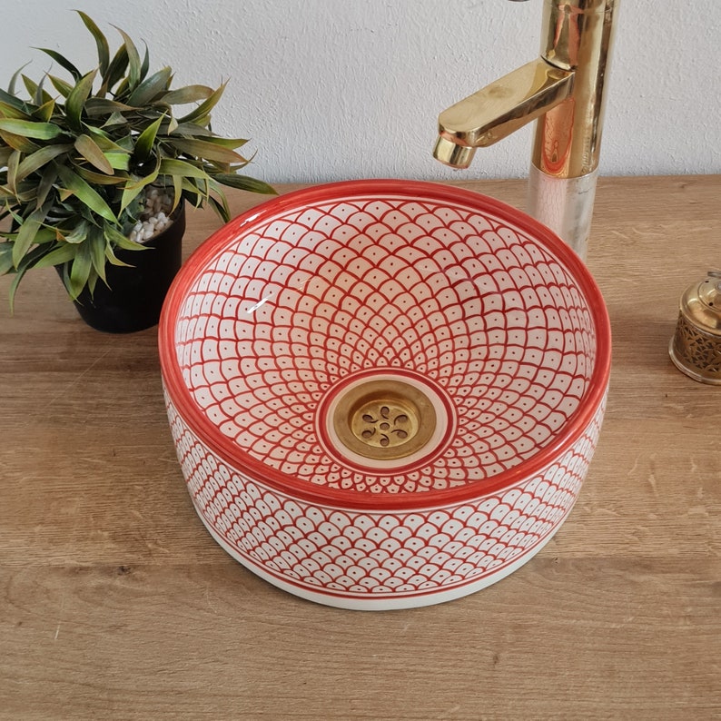 Vasque à poser ovale Olympia Ceramica Wave rouge brillant Vasque à poser ovale Olympia Ceramica Wave rouge brillant